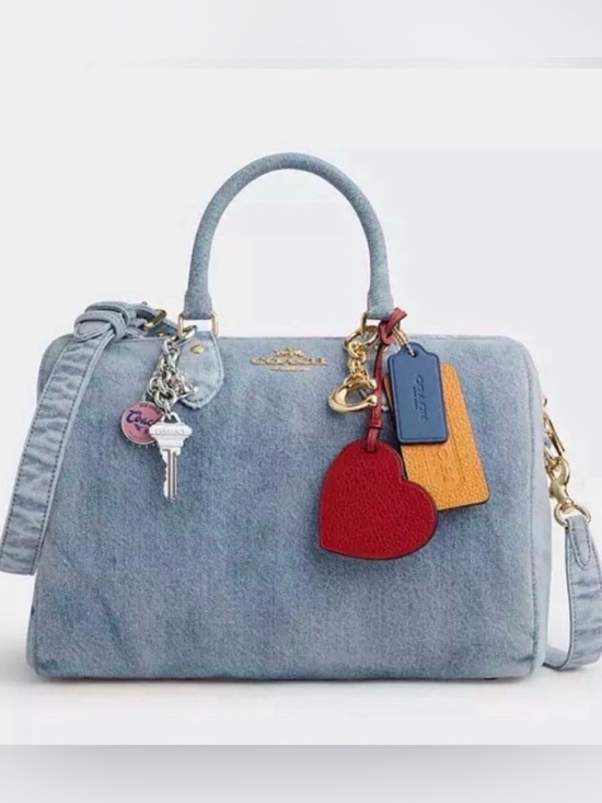 Coach Handbags - Coach Loved Denim Large Rowan Satchel with Charms